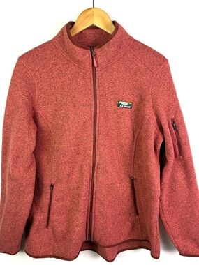 L.L. Bean Heathered Brick Red Full-Zip Sweater Fleece size 1X